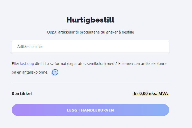 Hurtigbestilling i RAJAs nettbutikk